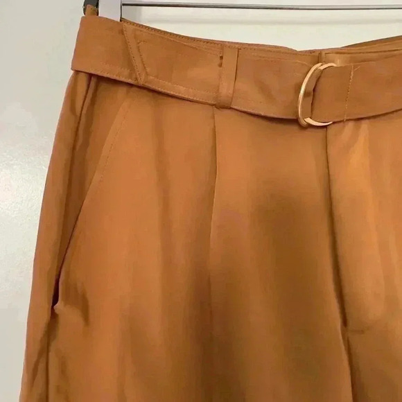 Seven for All Mankind High-Waist Pleated Semi Wide-Leg Trousers Brown Women's M - Picture 3 of 14